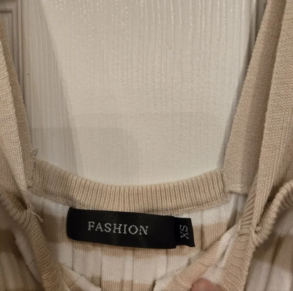 Striped Beige Maxi Dress - Picture 2 of 6